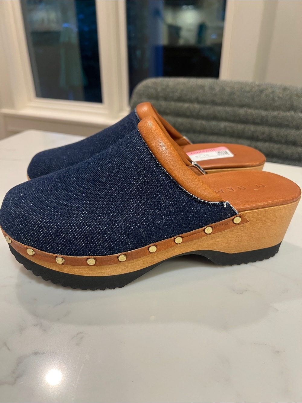 M. Gemi Greta Clog Denim Navy 37.5 or 7.5